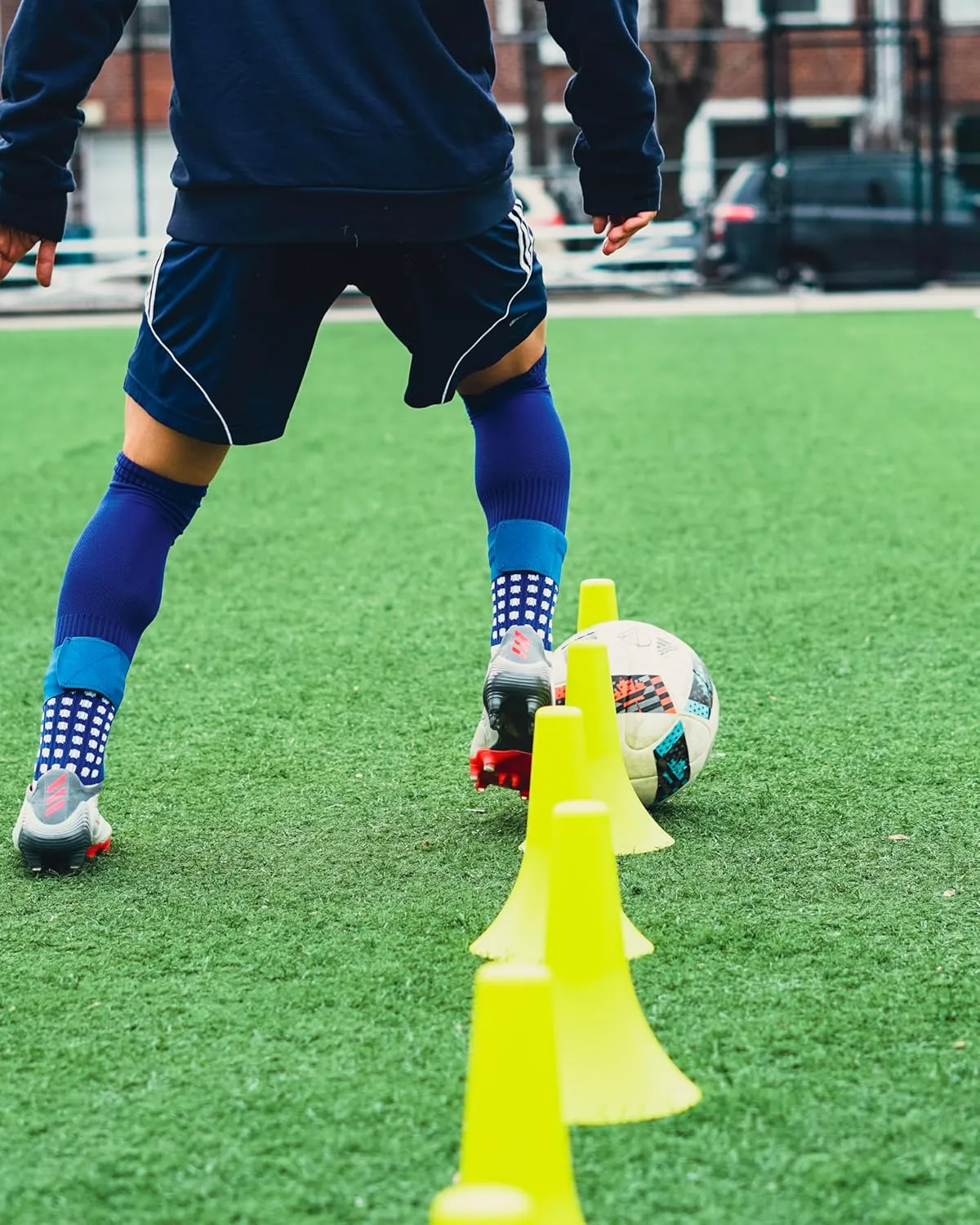 Soccer Socks Men, Anti Slip Soccer Socks, Grip Socks, Shin Guard Sleeves, Dual Pack