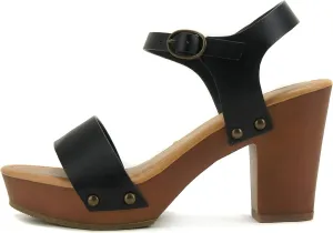 Soda CHIVAS ~ Women Mid Heel Single Band Fashion Platform Sandal with Ankle Strap and Stud