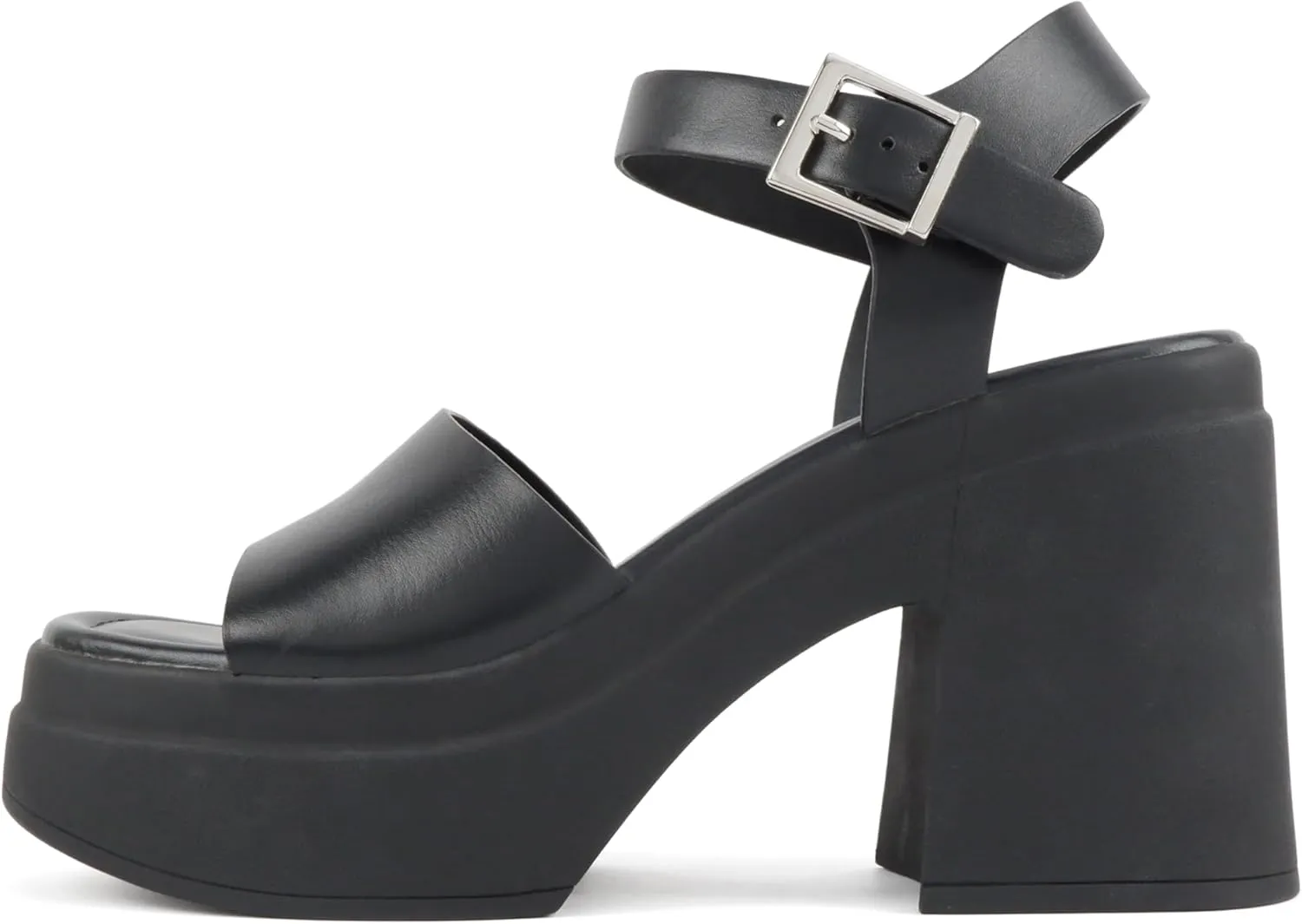 Soda Gelato ~ Women Square Toe Platform High Heel Notch Wedge Sandal