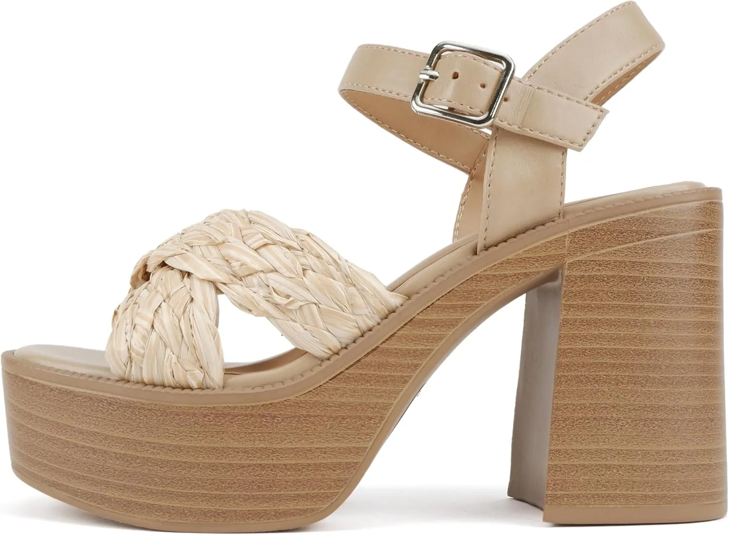Soda “Hugo” ~ Women Open Square Toe Crisscross Band Adjustable Ankle Strap High Heel Sandal