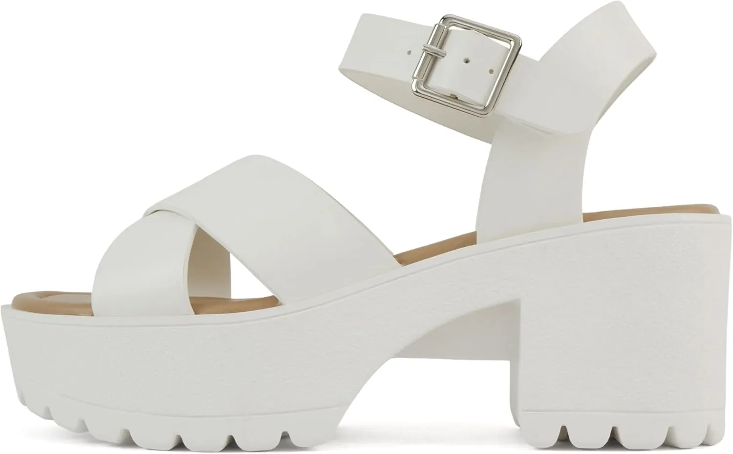 Soda “Joey” ~ Women Open Toe Criss Cross Strap Mid Heel Sandal with Adjustable Ankle Strap