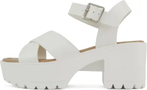Soda “Joey” ~ Women Open Toe Criss Cross Strap Mid Heel Sandal with Adjustable Ankle Strap