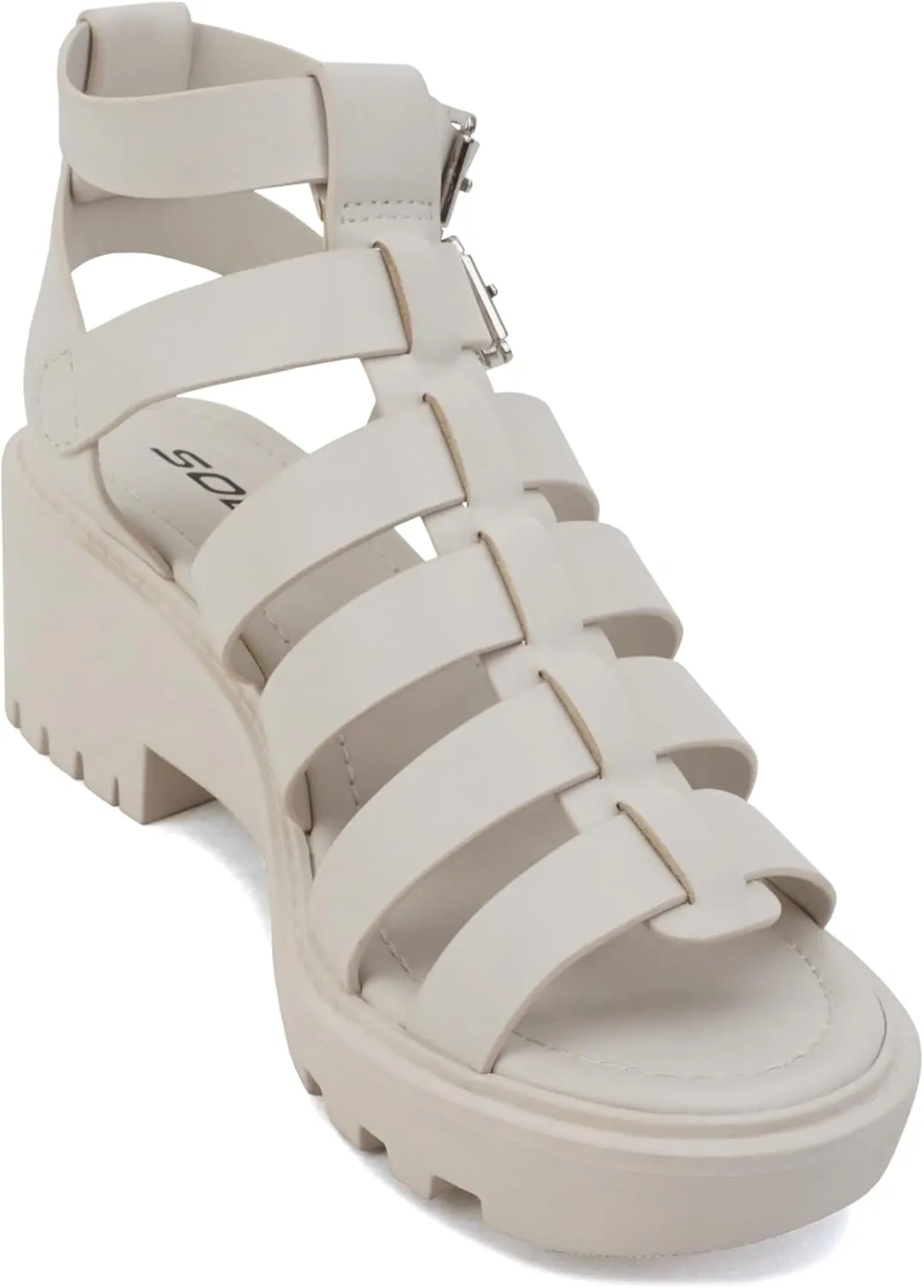 Soda “Rebirth” ~ Women Open Toe Fisherman Multi Strap Buckle Lug Sole Low Block Heeled Sandals