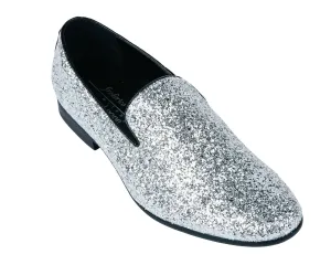 Sparkle Slip On Men's  Shoes Color Silver