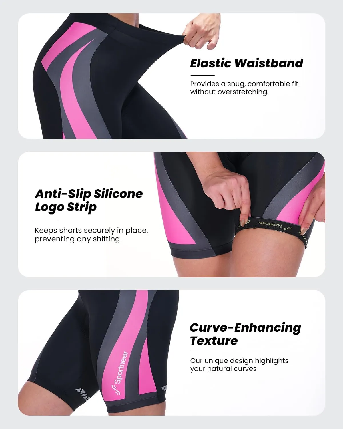 Sportneer Women Padded Bike Shorts - Bicycle Cycling Shorts for Womens Biking 4D Gel Padding for Mountain Bike and Road Bike