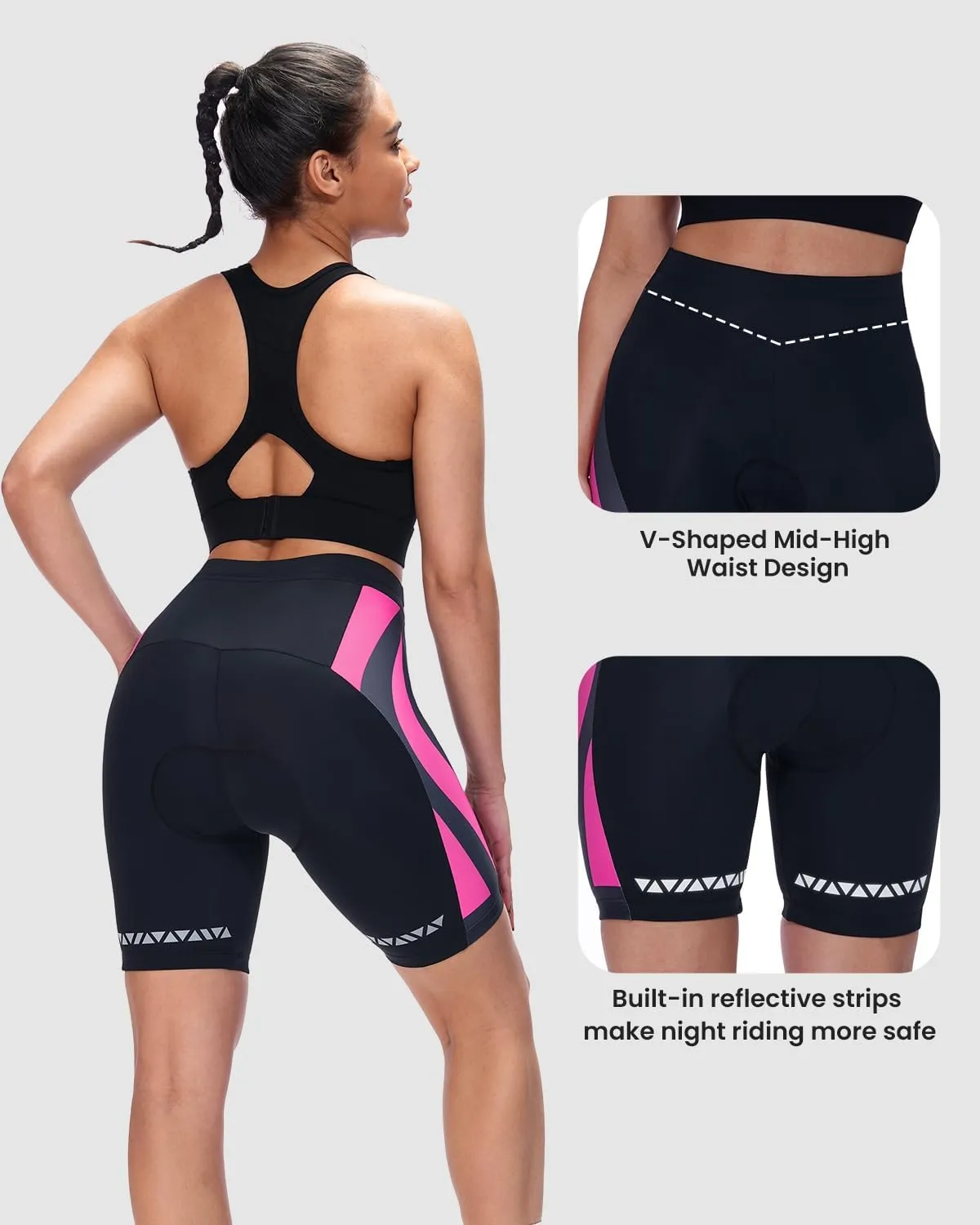 Sportneer Women Padded Bike Shorts - Bicycle Cycling Shorts for Womens Biking 4D Gel Padding for Mountain Bike and Road Bike