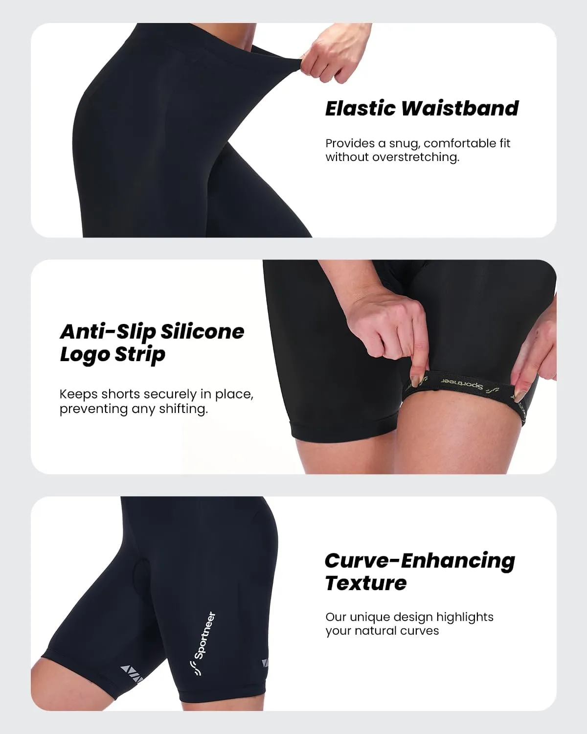 Sportneer Women Padded Bike Shorts - Bicycle Cycling Shorts for Womens Biking 4D Gel Padding for Mountain Bike and Road Bike