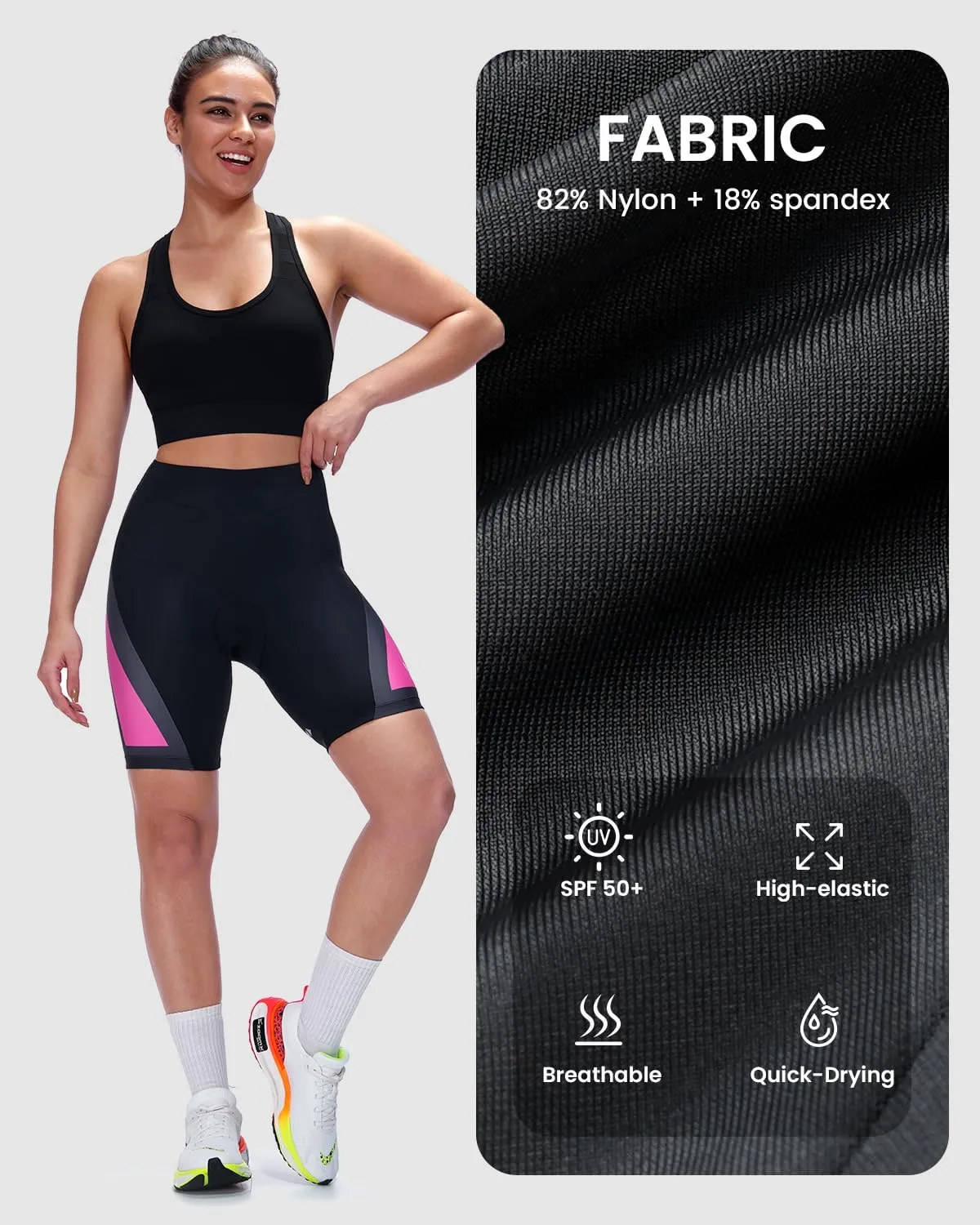 Sportneer Women Padded Bike Shorts - Bicycle Cycling Shorts for Womens Biking 4D Gel Padding for Mountain Bike and Road Bike