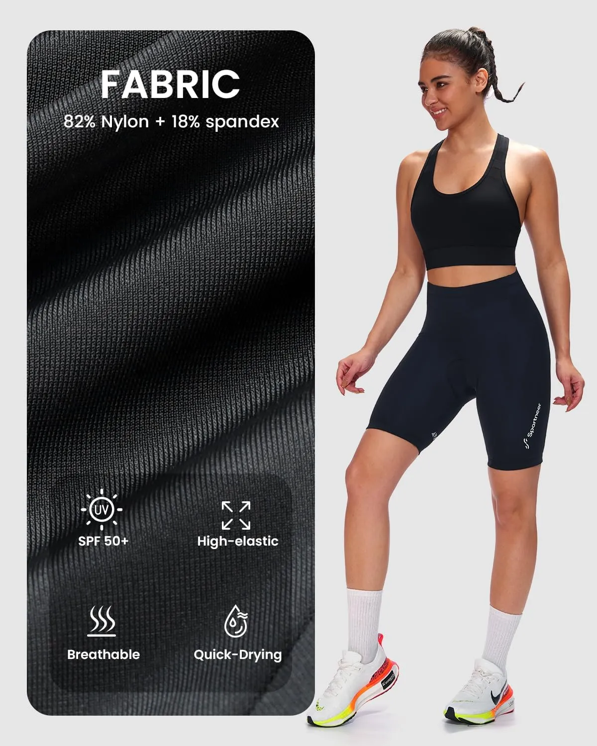 Sportneer Women Padded Bike Shorts - Bicycle Cycling Shorts for Womens Biking 4D Gel Padding for Mountain Bike and Road Bike