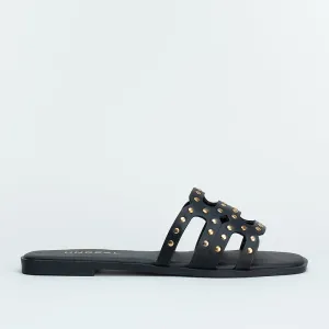 Studded Flat Mule Sandal  _ 160037