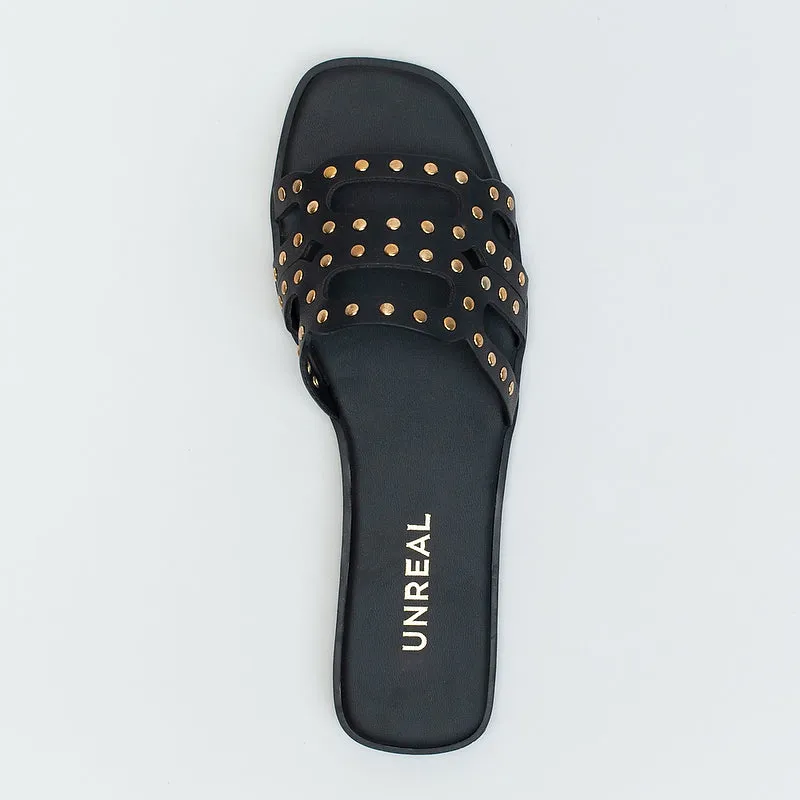 Studded Flat Mule Sandal  _ 160037