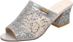 Summer Sandals for Women High Heel Bohemian Stylish Rhinestone Classic Hot Summer Holiday Party Shoes