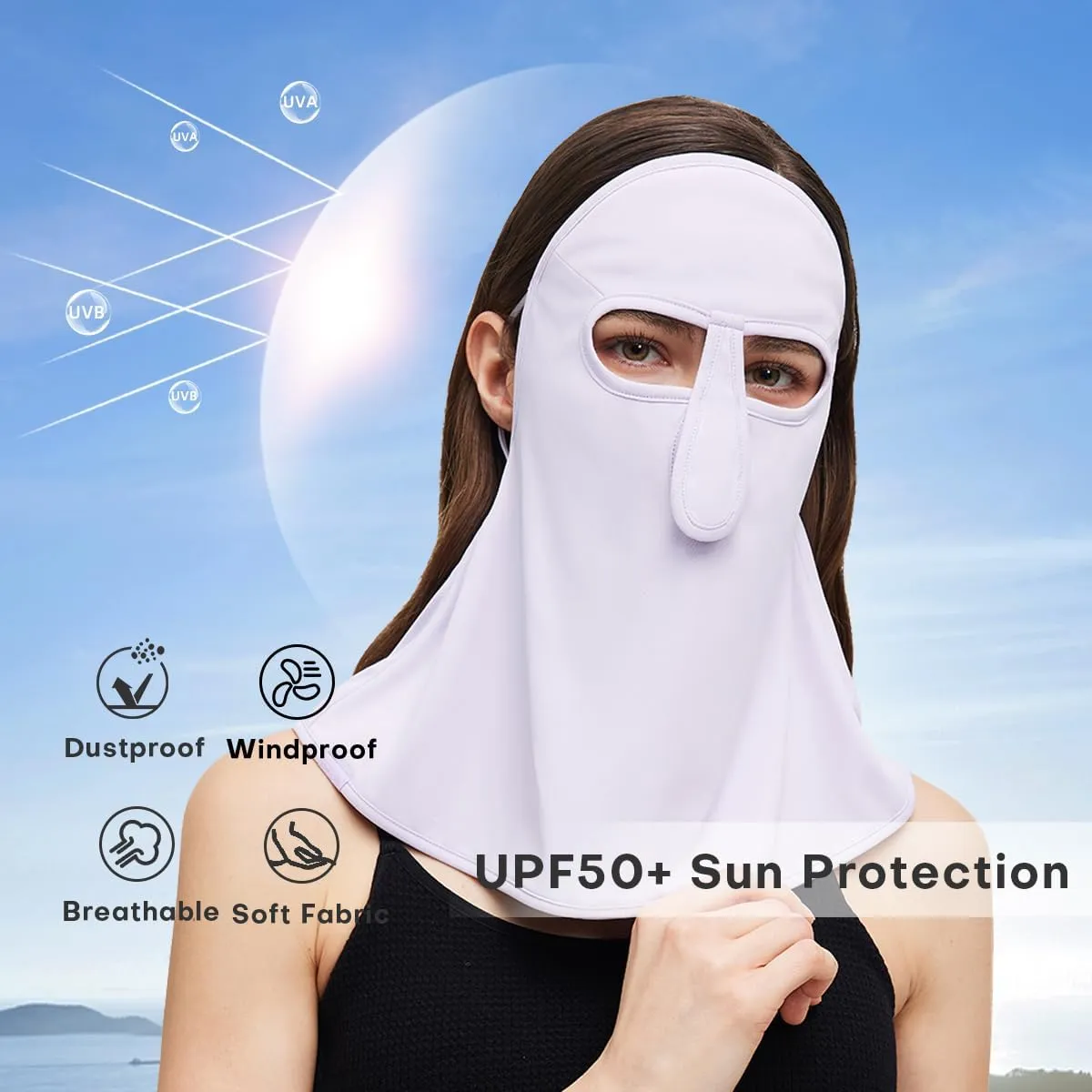 Sun Protection Face Mask Cooling Neck Gaiter Face Scarf Cover Balaclava Cloth Bandanas with Ear Loops SLF6M103T