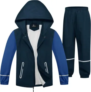 SWISSWELL Kids Rain Suit Boys Youth Waterproof Rain Gear Breathable Reflective Raincoat and Pants