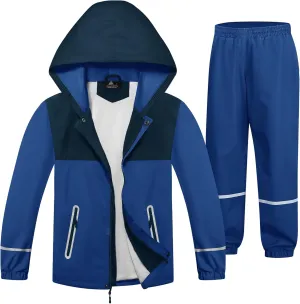 SWISSWELL Kids Rain Suit Boys Youth Waterproof Rain Gear Breathable Reflective Raincoat and Pants