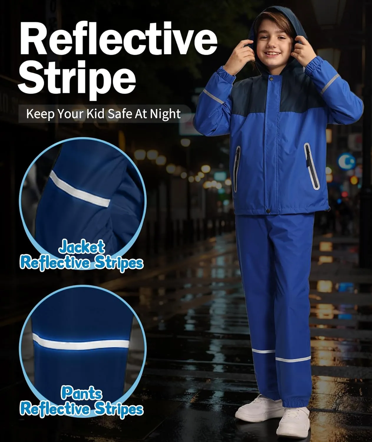 SWISSWELL Kids Rain Suit Boys Youth Waterproof Rain Gear Breathable Reflective Raincoat and Pants