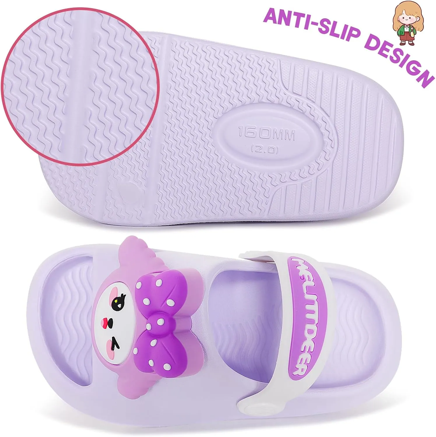 techcity Toddler Little Kids Slide Sandals Cute Summer Shower Beach Pool Slippers Thick Sole Slip On Sandals Water Shoes with Backstrap Boys Girls Clogs