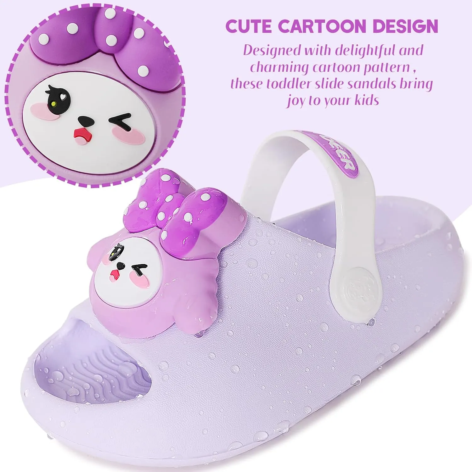 techcity Toddler Little Kids Slide Sandals Cute Summer Shower Beach Pool Slippers Thick Sole Slip On Sandals Water Shoes with Backstrap Boys Girls Clogs