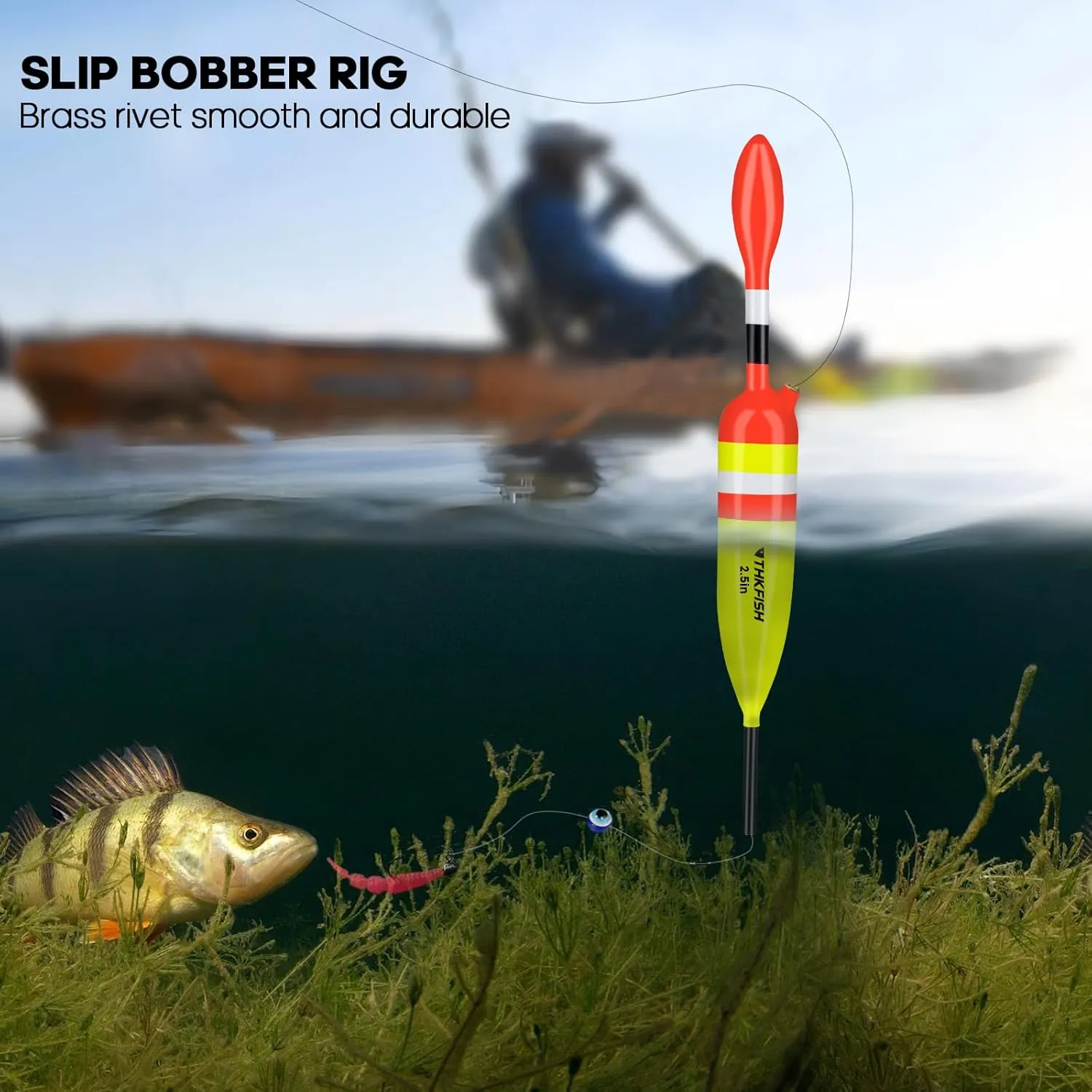 THKFISH Fishing Bobbers Fishing Floats and Bobbers Slip Bobbers for Fishing Balsa Floats Crappie Fishing Bobbers 1/6oz(3.47"X0.47"X6.73") 3/8oz(3.84"X0.6"X 7.2") 1/2oz(4.13"X0.75"X7.87")
