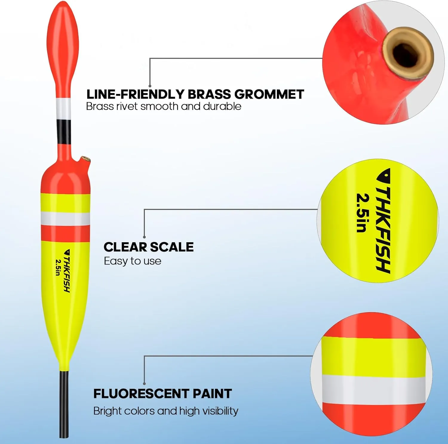 THKFISH Fishing Bobbers Fishing Floats and Bobbers Slip Bobbers for Fishing Balsa Floats Crappie Fishing Bobbers 1/6oz(3.47"X0.47"X6.73") 3/8oz(3.84"X0.6"X 7.2") 1/2oz(4.13"X0.75"X7.87")