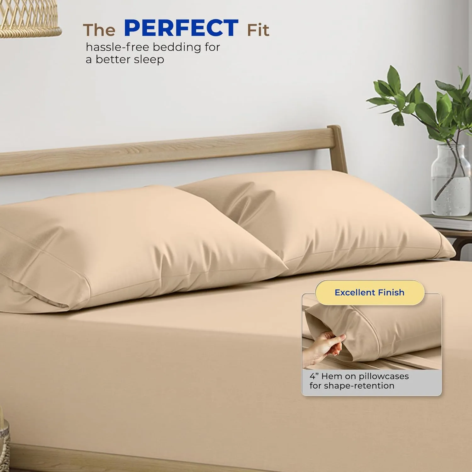 THREAD SPREAD 100% Egyptian Cotton Pillow Cases King - 600 Thread Count Pillow Cases King Size Set of 2, Soft Cooling & Breathable Extra Long Staple Sateen Weave Cotton Pillow Covers for Bed - Taupe