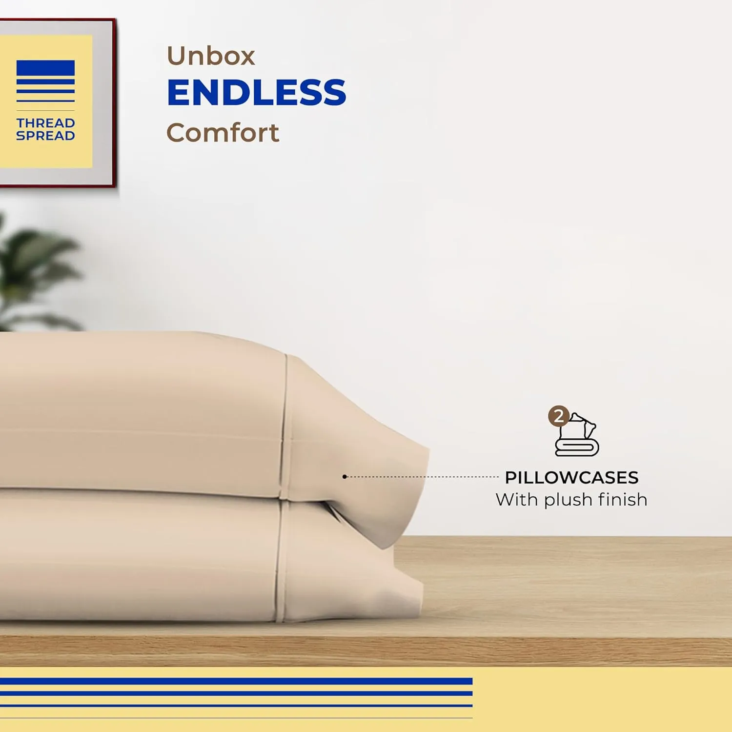 THREAD SPREAD 100% Egyptian Cotton Pillow Cases King - 600 Thread Count Pillow Cases King Size Set of 2, Soft Cooling & Breathable Extra Long Staple Sateen Weave Cotton Pillow Covers for Bed - Taupe