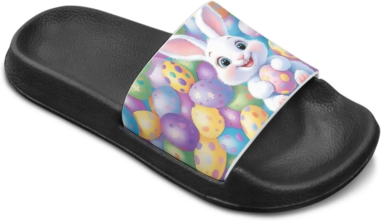 Toddler Beach Slides Open Toe Slide Sandals Soft Molded EVA Footbed Slippers Arch Support Slip On Footwear