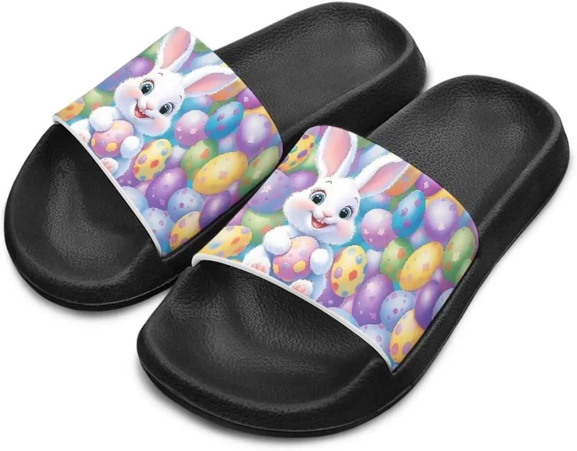 Toddler Beach Slides Open Toe Slide Sandals Soft Molded EVA Footbed Slippers Arch Support Slip On Footwear