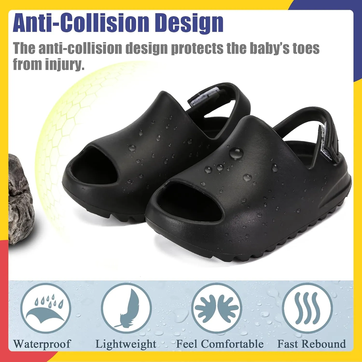Toddler Little Kids Slides Sandals for Boys Girls Summer Slip-On Slide Slippers Sandals for Baby Kid Anti-slip Water Shoes