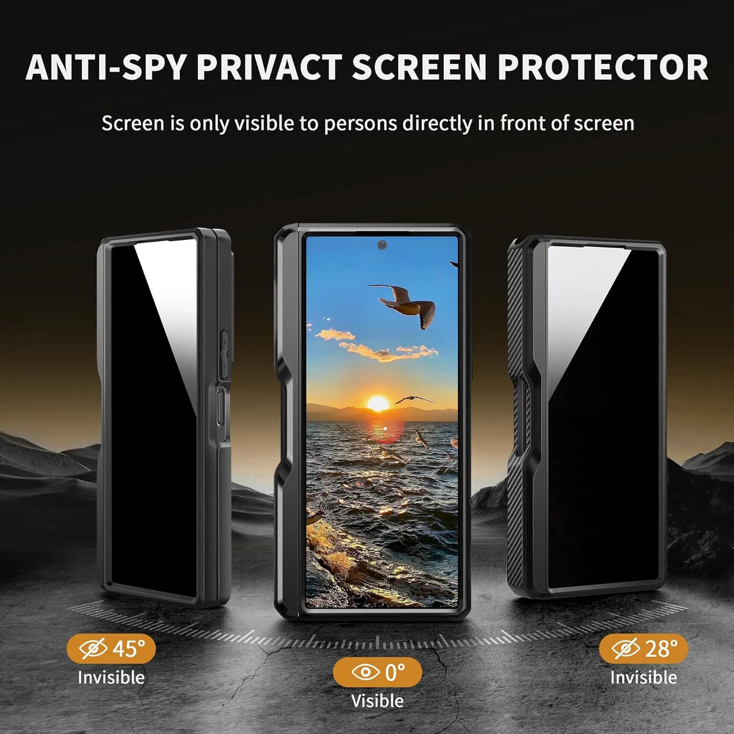 TONGATE for Z Fold 5 Case, [with Privacy Screen Protector & Slide Camera Cover] [S Pen Holder & Hinge Protection] Military Drop Phone Case for Samsung Galaxy Z Fold 5 with Stand & Belt Clip, Black