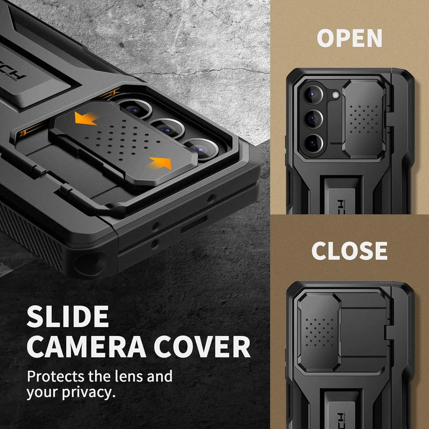 TONGATE for Z Fold 5 Case, [with Privacy Screen Protector & Slide Camera Cover] [S Pen Holder & Hinge Protection] Military Drop Phone Case for Samsung Galaxy Z Fold 5 with Stand & Belt Clip, Black