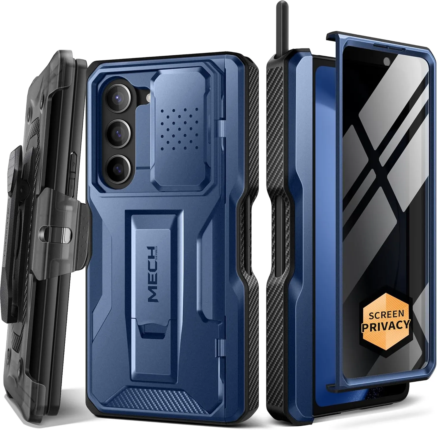 TONGATE for Z Fold 5 Case, [with Privacy Screen Protector & Slide Camera Cover] [S Pen Holder & Hinge Protection] Military Drop Phone Case for Samsung Galaxy Z Fold 5 with Stand & Belt Clip, Blue