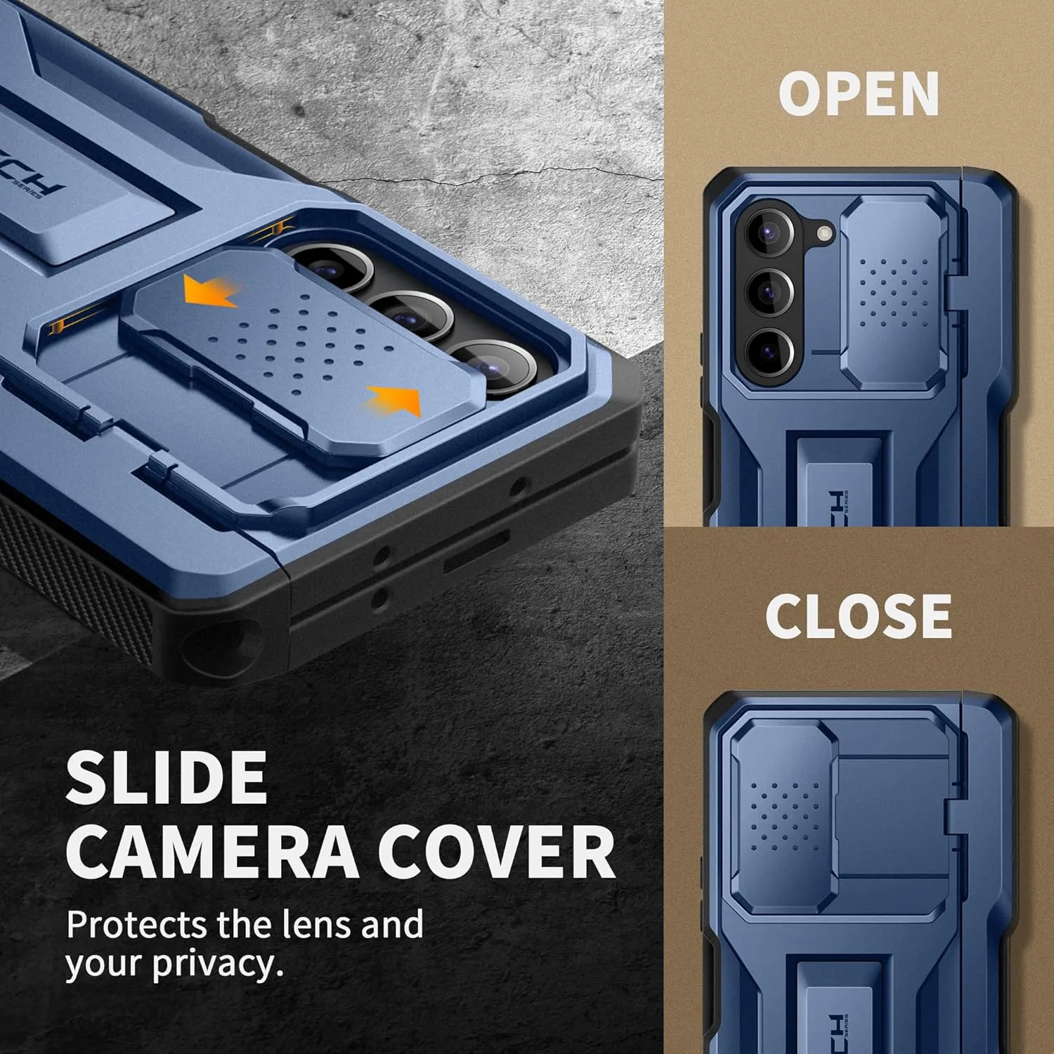 TONGATE for Z Fold 5 Case, [with Privacy Screen Protector & Slide Camera Cover] [S Pen Holder & Hinge Protection] Military Drop Phone Case for Samsung Galaxy Z Fold 5 with Stand & Belt Clip, Blue