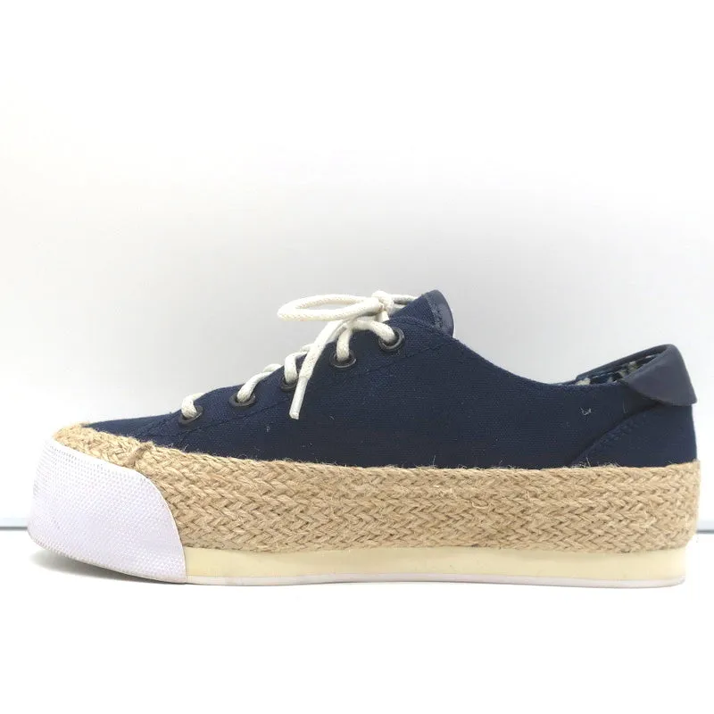 Tory Burch Platform Espadrille Sneakers Navy Canvas Size 5