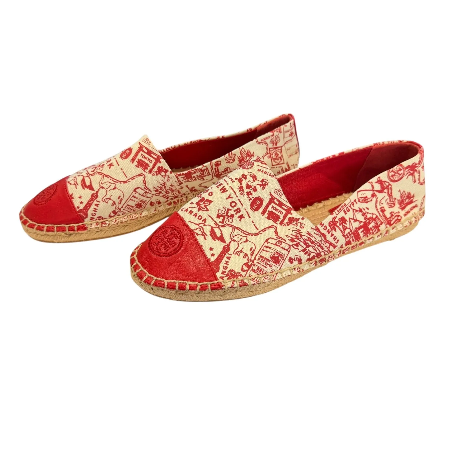Tory Burch Red Women Espadrilles Shoes - Size 5