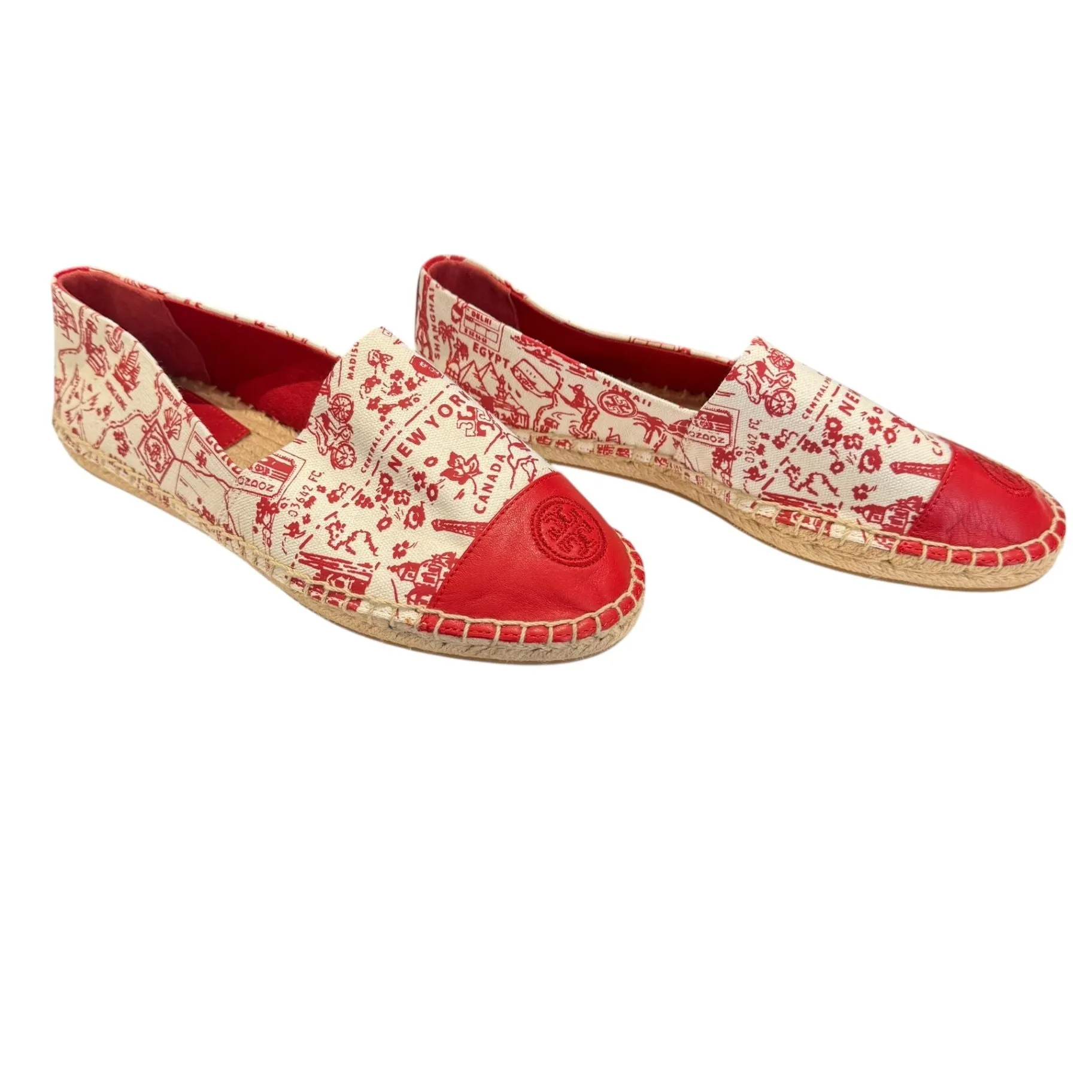 Tory Burch Red Women Espadrilles Shoes - Size 5