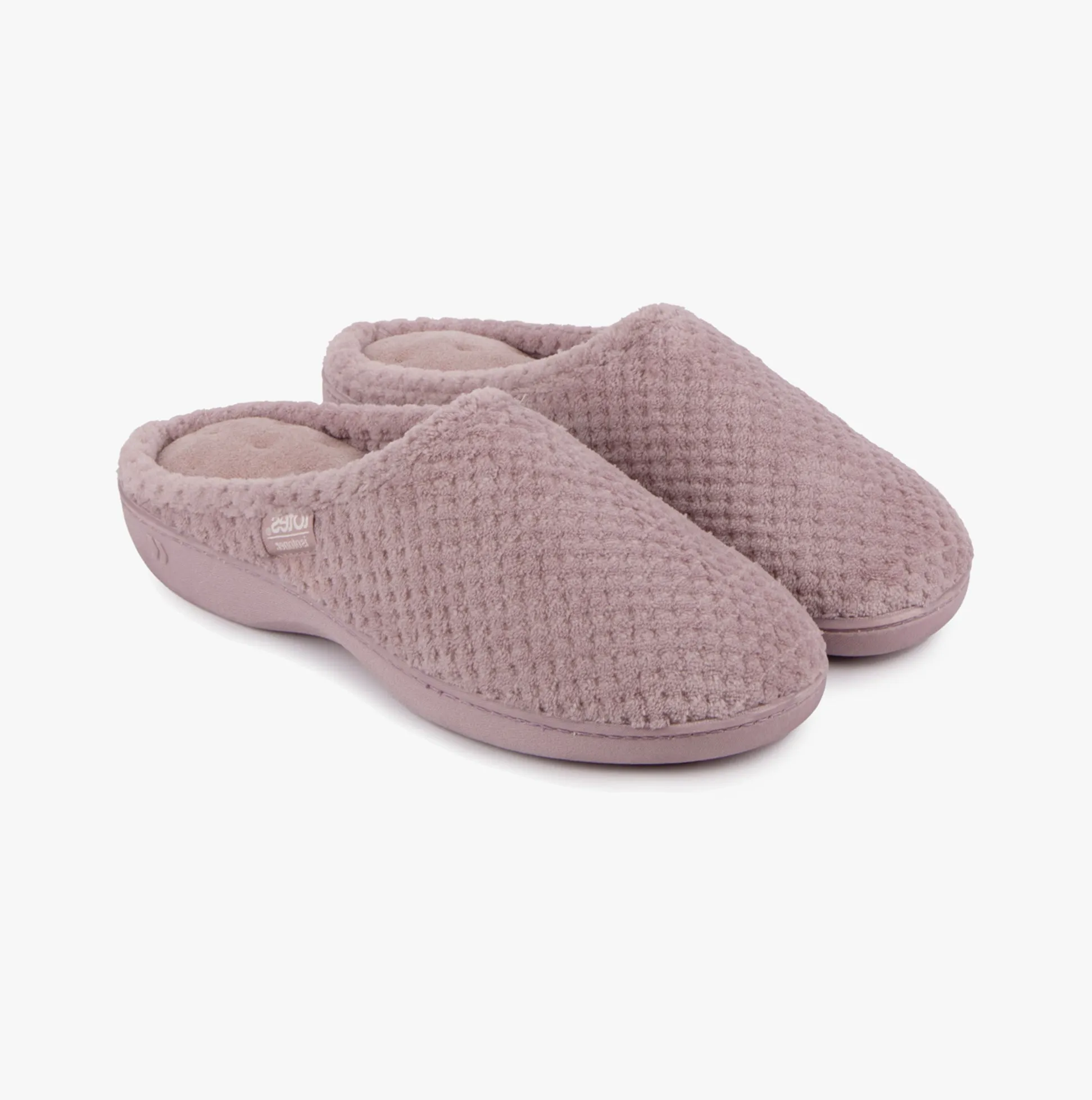 Totes Isotoner POPCORN Terry Mule Slippers Womens Dusky Pink