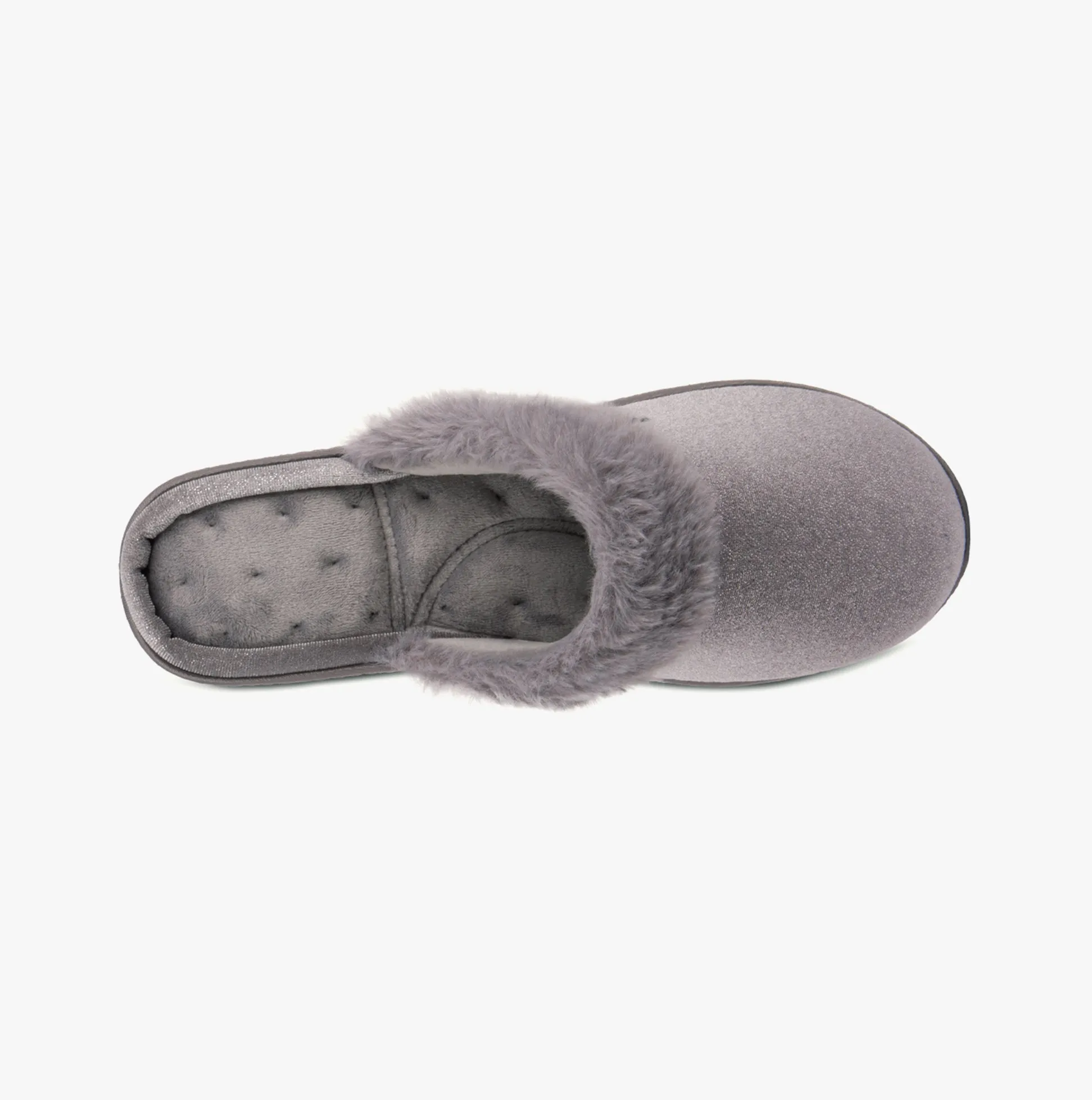 Totes Isotoner SPARKLE VELOUR HEELED MULE Womens Grey Sparkle