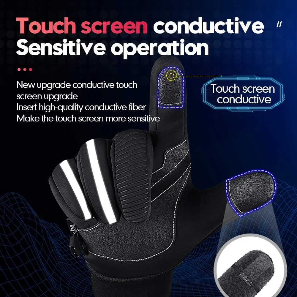 Touch Screen Running Gloves Anti-Slip Palm - Warm Thermal - Waterproof Windproof - Shock-Absorbing Reflective Outdoor Sport Gloves Cycling Gloves Warm Winter Gloves for Men Women