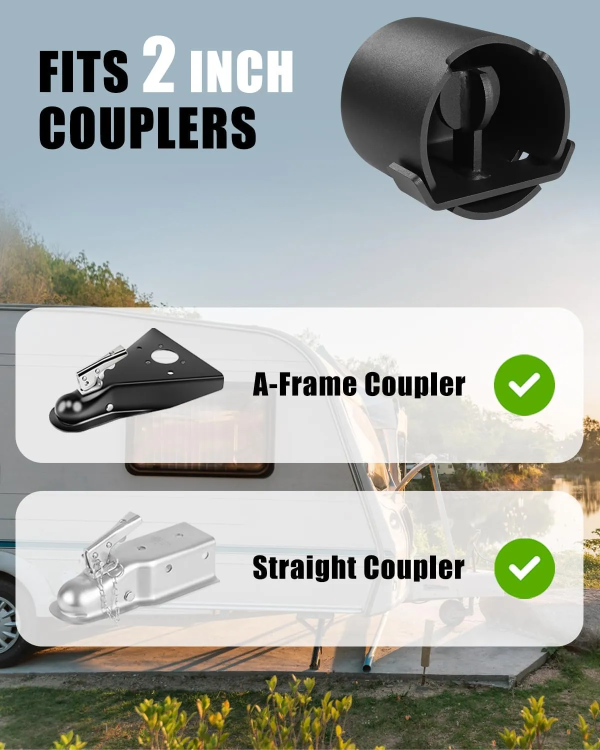 Trailer Lock Fits 2 Inch Couplers, Secures Safety Chains Anti-Theft Ball Hitch Lock, Pry-Resistant & Heavy-Duty Trailer Hitch Locks for RV | Boat | ATV | Utility Trailer (Black)