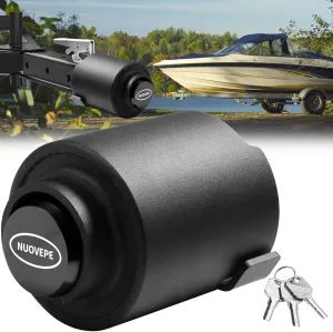 Trailer Lock Fits 2 Inch Couplers, Secures Safety Chains Anti-Theft Ball Hitch Lock, Pry-Resistant & Heavy-Duty Trailer Hitch Locks for RV | Boat | ATV | Utility Trailer (Black)