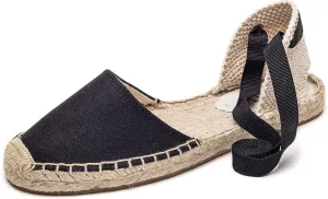 U-lite Women's Espadrille FLat Sandals Closed Toe Ankle Wrap,Classic Lace Up Summer Dressy Flat Shoes