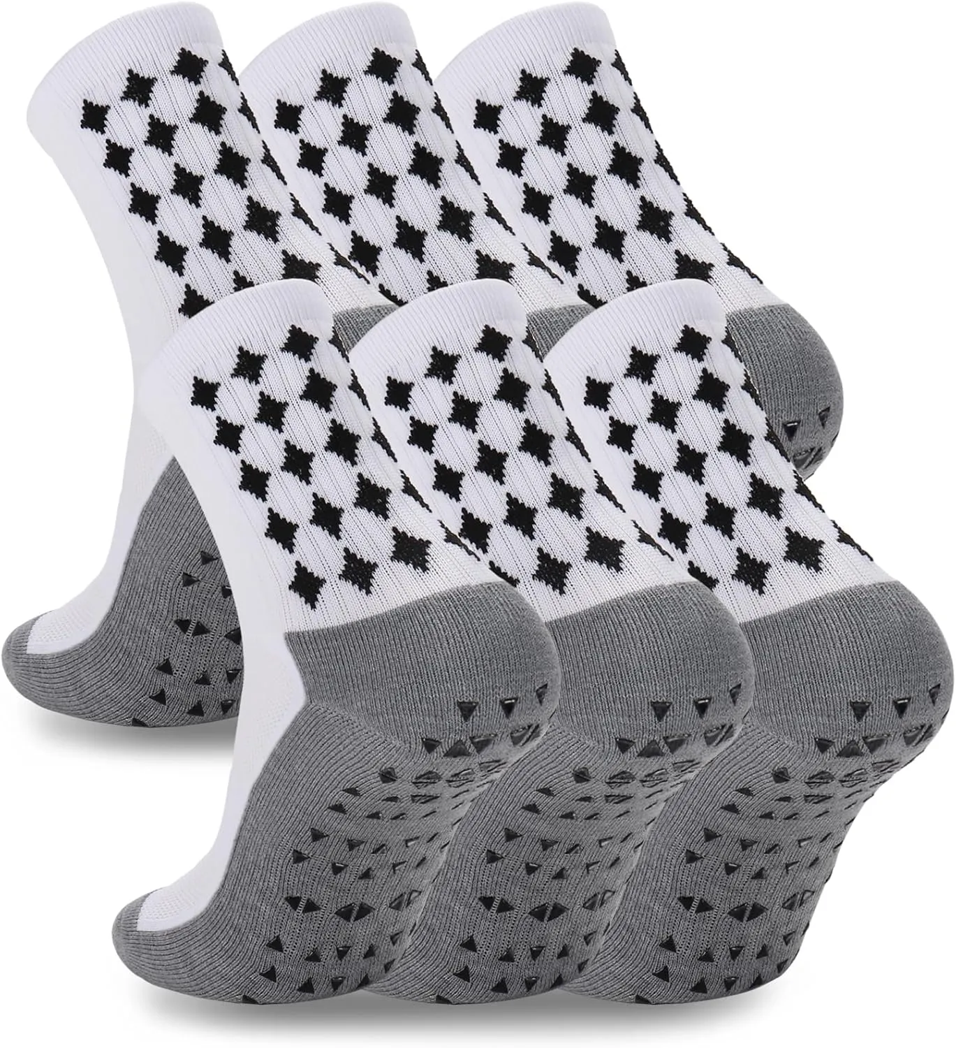 Ultrafun 3 Pairs Soccer Socks with Grip Pads Non Slip Football Basketball Sports Socks for Men Women (3Pairs-White)