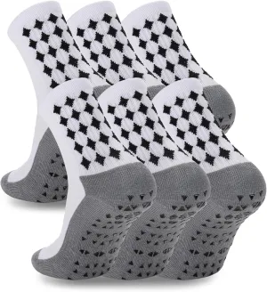 Ultrafun 3 Pairs Soccer Socks with Grip Pads Non Slip Football Basketball Sports Socks for Men Women (3Pairs-White)