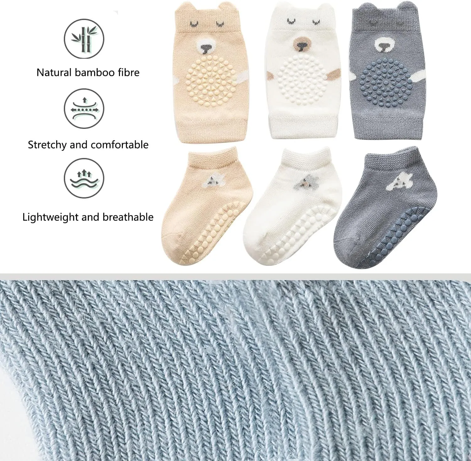 Unisex Baby Crawling Anti-Slip Knee Pads and Socks,Save Baby Knee and Ankle,Baby Walker Essentials