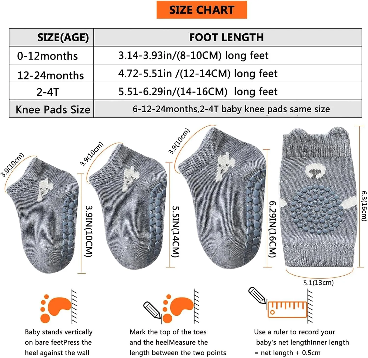 Unisex Baby Crawling Anti-Slip Knee Pads and Socks,Save Baby Knee and Ankle,Baby Walker Essentials