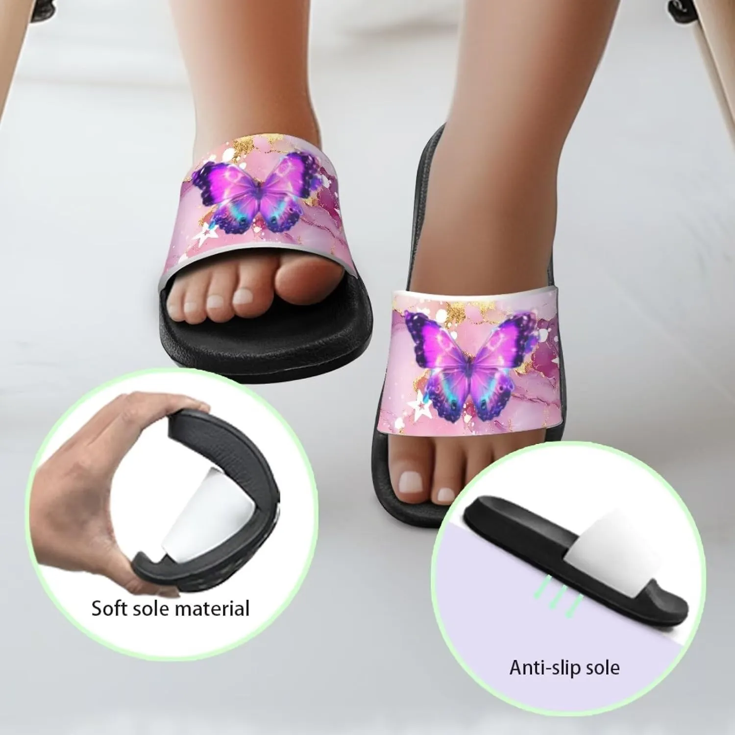 Unisex Slides for Girls Boys Comfortable Slippers Slides Non-slip Shower Shoes House Fashion Thick for Indoor & Outdoor Gifts