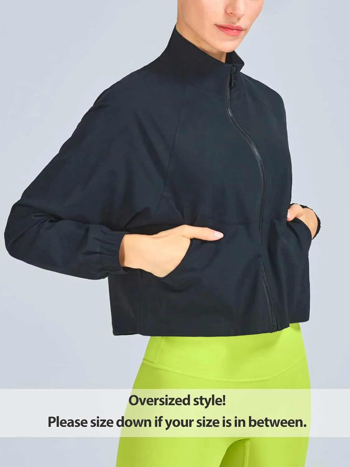 UPF 50  Workout Jackets for Women Athletic Zip Up Running Jacket Sun Protection Lightweight UPF Cropped Jacket