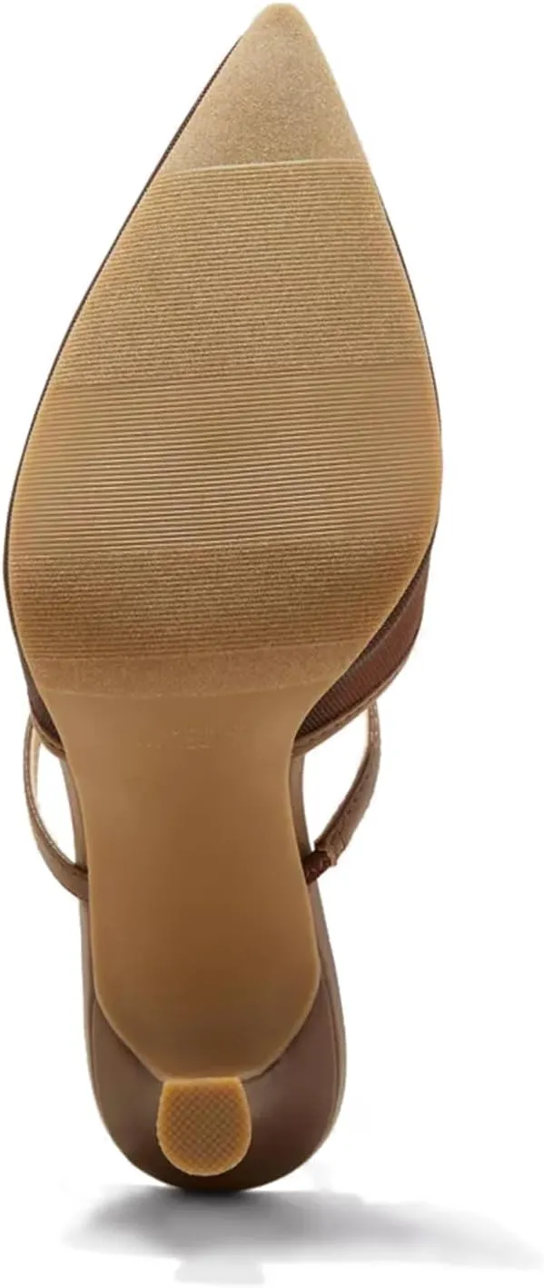 USIMAD Women's Mesh Mule Heels with Memory Foam Insole Pointy Toe Kitten Heels for Women Arch Support