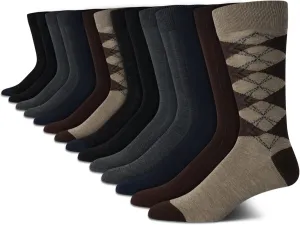 Van Heusen Mens Dress Socks - 14 Pack Soft Stretch Moisture Wicking Crew Socks for Men for Everyday Office Work Wear (6-12.5)